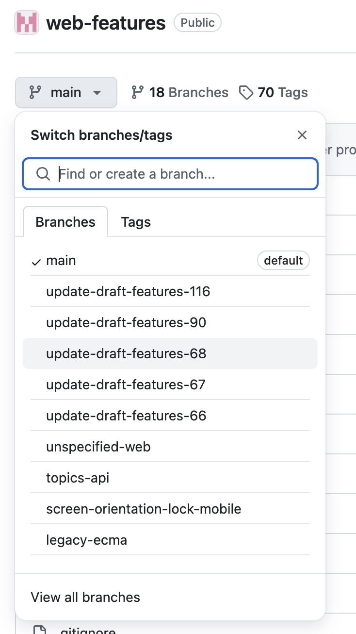 A dropdown on Github.com